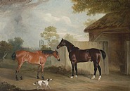 John E. Ferneley - Mr William Massey Stanley’s hunters Eventful and Ranksbro with a dog, 1833