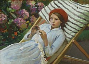 Harold Harvey - Girl with a red beret, 1916