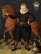 Circle Of Jan Claesz - Portrait of an eight-year-old boy, identified as a member of the Blauhulck family, holding a horse, 1618