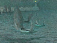Henri Le Sidaner - Les barques au clair de lune, Tréport (Paintings)