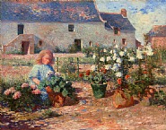 Ferdinand Puigaudeau - Odette au jardin de Kervaudu (Paintings)