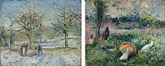 Paysage d'Hiver (recto)</br>Basse-cour avec poules et canards (verso)