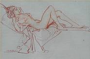 William Russell Flint - Reclining Nude (Works on Paper (Drawings, Watercolors etc.))