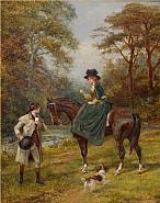 Heywood Hardy - The Village Postman & The Rendezvous (Pair) (Paintings) h: 24 x w: 20 in / h: 61 x w: 50.8 cm