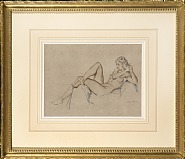 William Russell Flint - Melinda Reclining (Works on Paper (Drawings, Watercolors etc.))