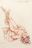 William Russell Flint - Study of Miss Euphemia Meeker (Works on Paper (Drawings, Watercolors etc.)) h: 13.5 x w: 9 in / h: 34.3 x w: 22.9 cm