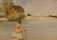 William Russell Flint - Belinda's Lagoon (Works on Paper (Drawings, Watercolors etc.)) h: 23 x w: 31 in / h: 58.4 x w: 78.7 cm