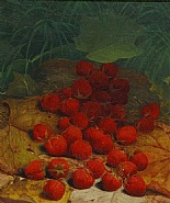 William Mason Brown - Strawberries Strewn on a Forest Floor (Paintings) h: 12 x w: 10 in / h: 30.5 x w: 25.4 cm