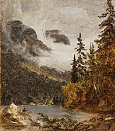 Sanford Robinson Gifford - Sketch for Echo Lake, Franconia Notch (Works on Paper (Drawings, Watercolors etc.)) h: 11 x w: 9.8 in / h: 27.9 x w: 24.9 cm