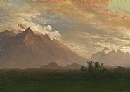 Albert Bierstadt - Mountain Landscape (Paintings) h: 13 x w: 19 in / h: 33 x w: 48.3 cm