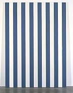 Daniel Buren - Photo-souvenir : Peinture acrylique blanche sur tissu rayé blanc et bleu, travail situé (Paintings) h: 184 x w: 132 cm / h: 72.4 x w: 52 in