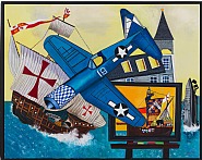 Malcolm Morley - Corsair and Santa Maria (Paintings) h: 157.5 x w: 198.1 cm / h: 62 x w: 78 in