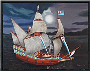 Malcolm Morley - Winter Moon with Spanish Galleon (Paintings) h: 71.2 x w: 91.4 cm / h: 28 x w: 36 in