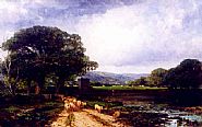Andrew Melrose - Landscape with Sheep (Paintings) h: 30 x w: 48 in / h: 76.2 x w: 121.9 cm