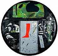 Mimmo Paladino - Veglia (Tondo Nero) (Paintings) h: 124 x w: 124 in / h: 315 x w: 315 cm