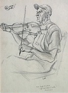 Thomas Hart Benton - Nick Nickens, Left Handed Fiddler (Works on Paper (Drawings, Watercolors etc.)) h: 12.5 x w: 9.5 in / h: 31.8 x w: 24.1 cm
