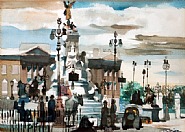 Dong Kingman - London with Buckingham Palace (Works on Paper (Drawings, Watercolors etc.)) h: 15 x w: 22 in / h: 38.1 x w: 55.9 cm