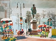 Dong Kingman - Olslo, Flower Market (Works on Paper (Drawings, Watercolors etc.)) h: 15 x w: 22 in / h: 38.1 x w: 55.9 cm