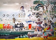 Dong Kingman - Old Mission Station, Carmel, California (Works on Paper (Drawings, Watercolors etc.))
