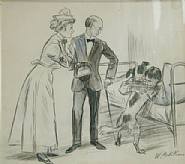 William Glackens - Bedizened Truth, The “Good Old Fellow, You saved my Life” (Works on Paper (Drawings, Watercolors etc.)) h: 8.5 x w: 9.2 in / h: 21.6 x w: 23.4 cm