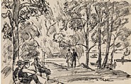 Gifford Beal - By the Lake, Central Park (Works on Paper (Drawings, Watercolors etc.))