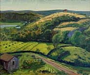John Sloan - Dogtown Valley in the Sun (Paintings) h: 20 x w: 24 in / h: 50.8 x w: 61 cm