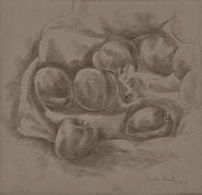 Marsden Hartley - Plums on White Cloth (Works on Paper (Drawings, Watercolors etc.)) h: 9.2 x w: 9.8 in / h: 23.4 x w: 24.9 cm