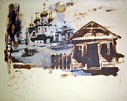 Jack Levine - Backdrop for “Tevye” (Paintings) h: 22 x w: 30 in / h: 55.9 x w: 76.2 cm