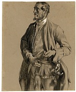 Adolph von Menzel - Study for the Portrait of Generallieutenant Hans Karl von Winterfeldt (Works on Paper (Drawings, Watercolors etc.)) h: 30 x w: 24.5 cm / h: 11.8 x w: 9.6 in