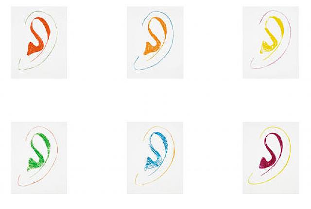  John Baldessari, Six Ear Drawings (Complementary Colors)