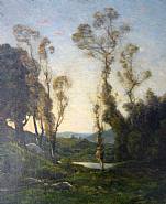 Henri Joseph Harpignies - Wooded ladscape (Paintings) h: 25 x w: 19.5 in / h: 63.5 x w: 49.5 cm
