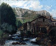 Gustave Courbet - A Mill (399) (Paintings) h: 23.5 x w: 29 in / h: 59.7 x w: 73.7 cm