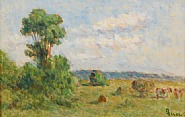 Maximilien Luce - La fenaison a l’illi de France (Paintings) h: 11.2 x w: 17.5 in / h: 28.4 x w: 44.4 cm