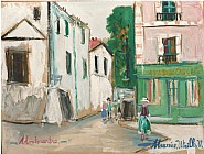 Maurice Utrillo - La Belle Gabrielle Montmartre (375) (Paintings) h: 9.4 x w: 12.4 in / h: 23.9 x w: 31.5 cm