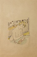 Léonard Tsuguharu Foujita - Young Girl at Writing Table (26) (Works on Paper (Drawings, Watercolors etc.)) h: 13.4 x w: 12 in / h: 34 x w: 30.5 cm