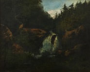 Gustave Courbet - Cascading Waterfall (354) (Paintings) h: 19.5 x w: 23.5 in / h: 49.5 x w: 59.7 cm