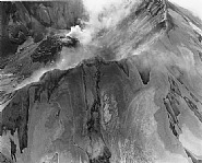 Mount St. Helens: Aerial view: Mount St. Helens rim, crater, and lava dome