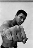 Muhammad Ali shows off his right fist, Chicago