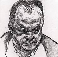 Lucian Freud - Head of Bruce Bernard (Works on Paper (Drawings, Watercolors etc.)) h: 29 x w: 30 cm / h: 11.4 x w: 11.8 in