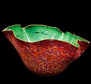 Dale Chihuly - Lush Green Macchia with Gold Coin Lip Wrap (Glass) h: 23 x w: 39 x d: 40 in / h: 58.4 x w: 99.1 x d: 101.6 cm