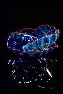 Dale Chihuly - Aegean Blue Seaform Set with Red Rose Lip Wraps (Glass) h: 18 x w: 20 x d: 24 in / h: 45.7 x w: 50.8 x d: 61 cm