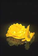Dale Chihuly - Barium Yellow Persian Set with Gloss Black Lip Wraps (Glass) h: 10 x w: 22 x d: 18 in / h: 25.4 x w: 55.9 x d: 45.7 cm
