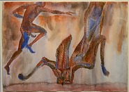 Francisco Toledo - Conejo cayendo (Falling Rabbit) (Works on Paper (Drawings, Watercolors etc.)) h: 9.8 x w: 13.8 in / h: 24.9 x w: 35.1 cm