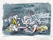 Henry Moore - Shelter Drawing (Works on Paper (Drawings, Watercolors etc.))