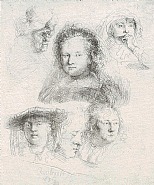 Rembrandt van Rijn - Studies of the Heads of Saskia and Other Women (Prints and Multiples)