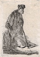 Rembrandt van Rijn - Man in Cloak & Fur Cap, Leaning Against a Bank (Prints and Multiples)