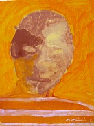 Estate of Nathan Oliveira - Head with Striped Shirt (Paintings) h: 14 x w: 11 in / h: 35.6 x w: 27.9 cm