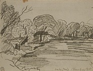 Oscar Florianus Bluemner - OAKS POND (BLOOMFIELD) AUG 25 (Works on Paper (Drawings, Watercolors etc.)) h: 7.8 x w: 6.2 in / h: 19.8 x w: 15.7 cm
