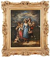 Narcisse Virgile Diaz de la Peña - La Cueillette des Fleurs (Picking Flowers) (Paintings) h: 23.6 x w: 18.5 in / h: 59.9 x w: 47 cm