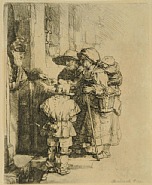 Rembrandt van Rijn - Beggars Receiving Alms at a Door (Prints and Multiples) h: 6.5 x w: 5.1 in / h: 16.5 x w: 13 cm